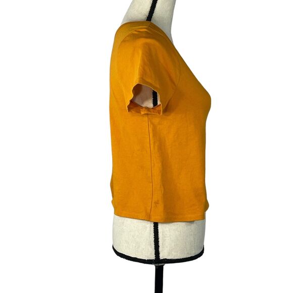 Bar III Medium Cropped Top One-Shoulder Cap Sleeve Stretch Dark Yellow - Picture 2 of 7